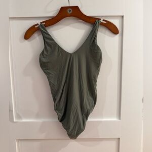 aerie Smootheez Olive Green V Neck Women's Bodysuit